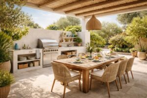 découvrez nos conseils pour aménager une cuisine d’été fonctionnelle et conviviale, idéale pour profiter des repas en plein air avec famille et amis.