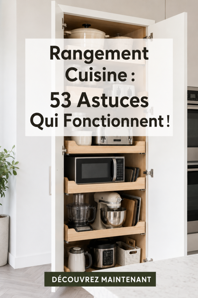 Une cuisine bien rangée avec des bocaux organisés et des accessoires pratiques.