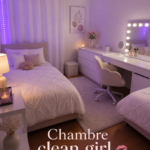Chambre minimaliste avec décoration clean girl
