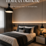Chambre décorée en noir et blanc avec des éléments modernes
