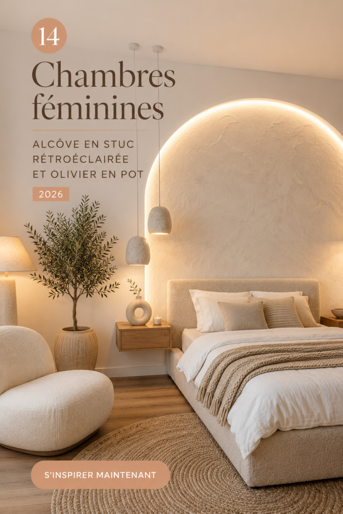 Chambre à coucher élégante avec des détails féminins et chaleureux