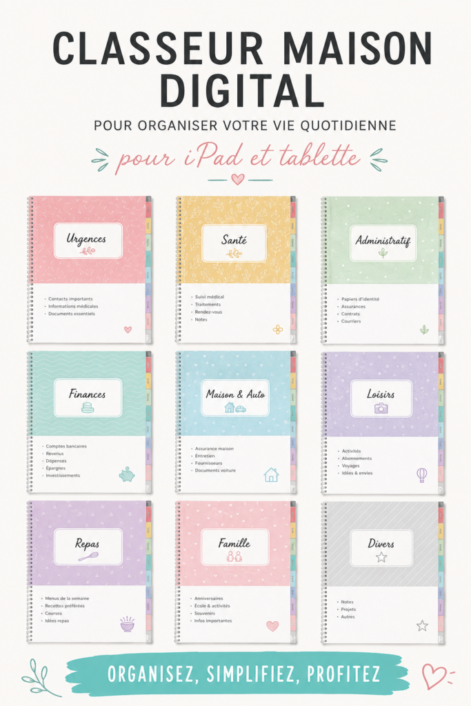 Classeur digital sur un iPad avec des documents bien organisés