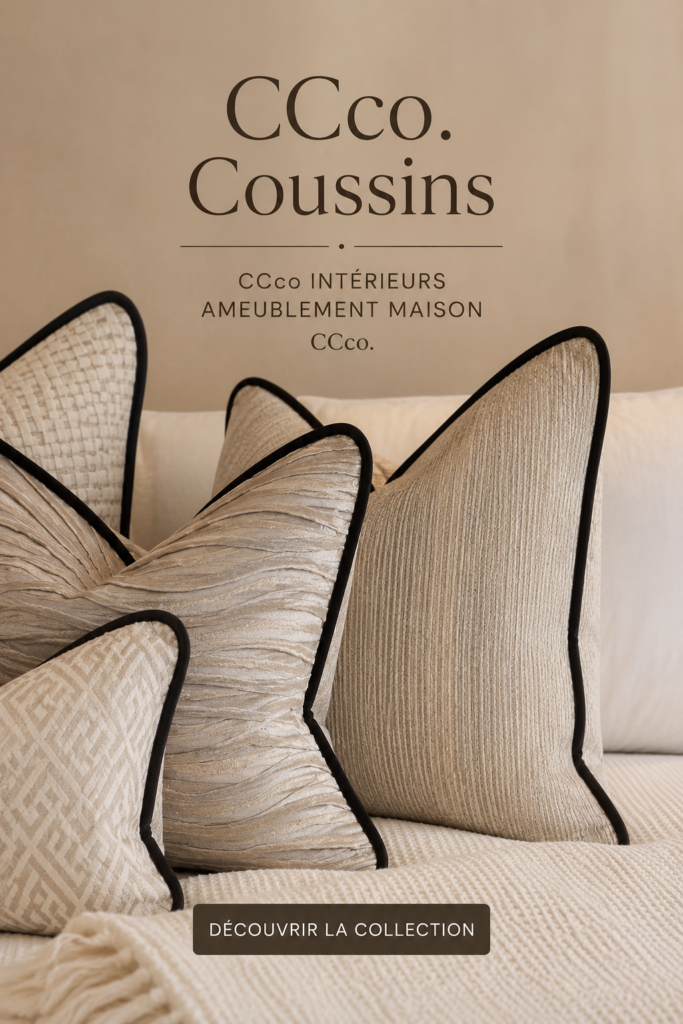 Coussins élégants disposés sur un canapé moderne dans un salon lumineux.