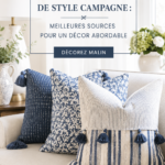 Coussins de style ferme dans un salon chic et chaleureux