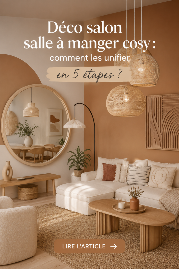 Salon et salle à manger unifiés avec une déco cosy et harmonieuse