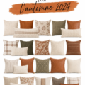 Housses de coussin d'automne colorées sur un canapé confortable
