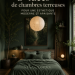 Chambre à coucher moderne avec décoration inspirée de la nature