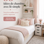 Une chambre à coucher chaleureuse avec un lit simple et des éléments de décoration modernes