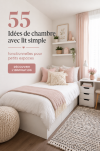 Une chambre à coucher chaleureuse avec un lit simple et des éléments de décoration modernes