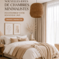 Chambre minimaliste moderne avec des tons neutres et un décor épuré.