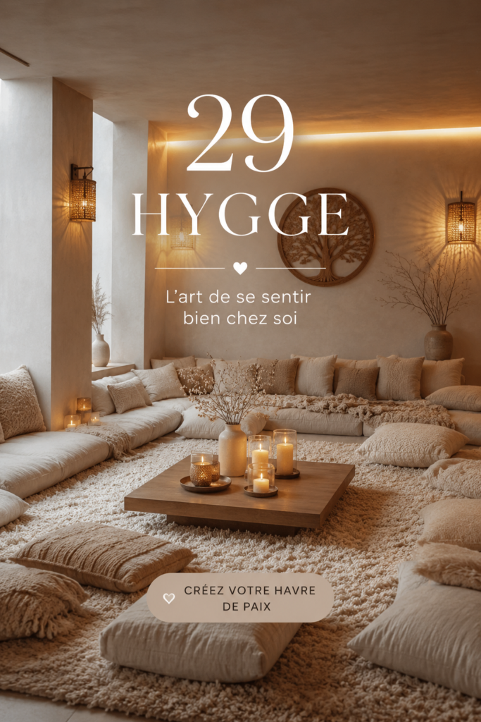 Intérieur cosy avec des éléments déco Hygge et des textures douces