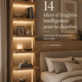Chambre élégante avec étagères modernes et rangement optimisé
