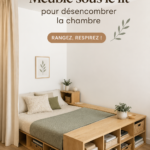 Chambre organisée avec meubles de rangement sous le lit