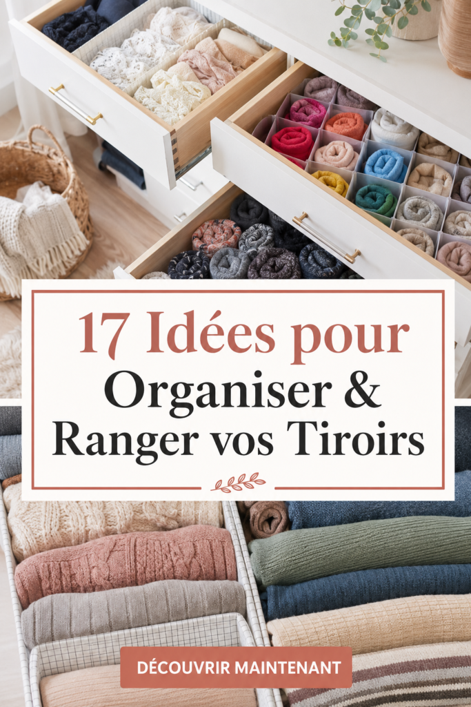 Image d'un tiroir bien organisé avec des séparateurs et des ustensiles de rangement.