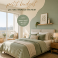 Avant et après d'une chambre relookée à petit prix, montrant un espace moderne et accueillant.