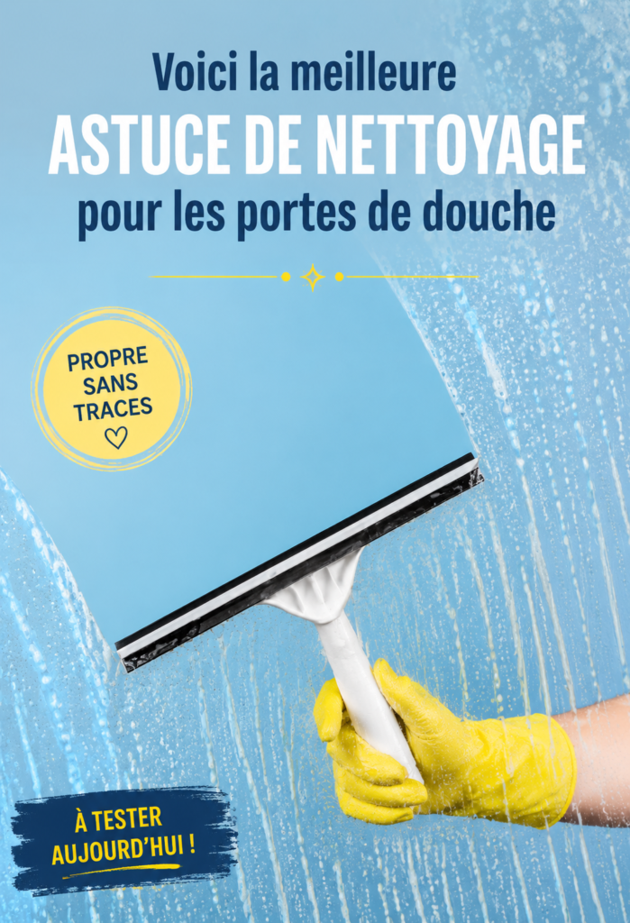 Une porte de douche propre et brillante après nettoyage