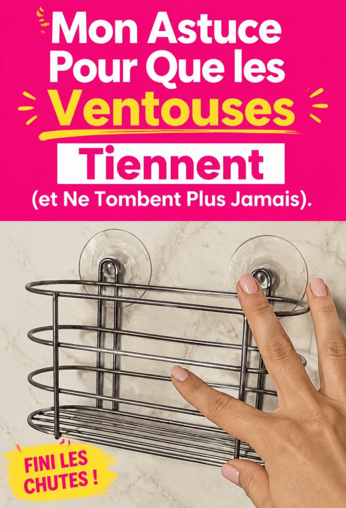 Une ventouse fixée solidement sur une surface lisse, illustrant une astuce pratique.