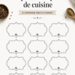 Étiquettes d'épices imprimées et organisées dans une cuisine moderne