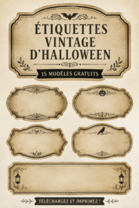 Étiquettes vintage pour Halloween à imprimer, décorations élégantes et créatives