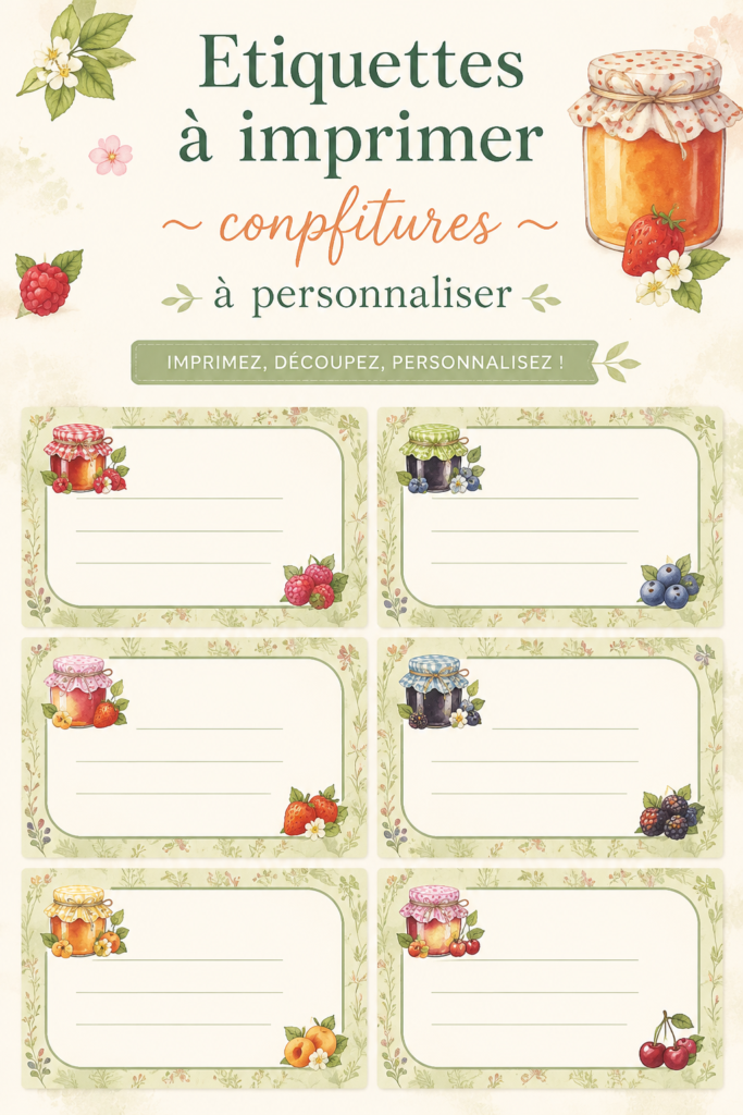 Étiquettes personnalisées à imprimer pour pots de confiture