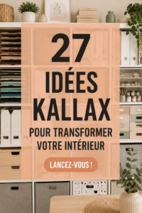 Espace intérieur avec différentes étagères Kallax d'Ikea décorées et organisées