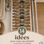 Une cuisine bien rangée avec des ustensiles et des fournitures organisés de manière esthétique.