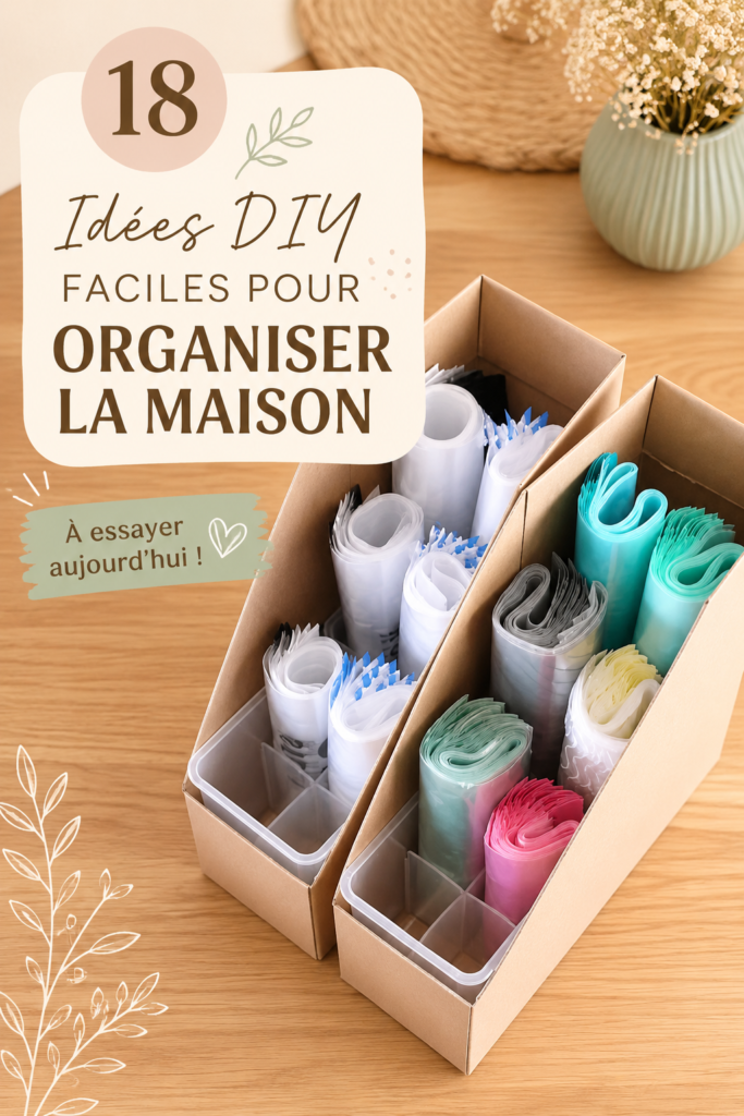 Un espace de rangement DIY organisé avec des boîtes et des étagères