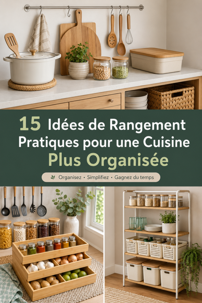 Cuisine bien organisée avec des idées de rangement pratiques et esthétiques.