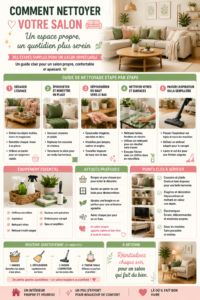 Salon propre et bien rangé avec décor chaleureux