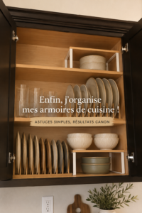 Cuisine avec placards bien organisés et rangés