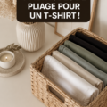 Illustration de différentes techniques de pliage de t-shirts sur une surface