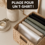 Illustration de différentes techniques de pliage de t-shirts sur une surface