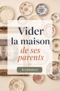 Une femme triant des objets dans la maison de ses parents