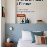 Appartement décoré avec des tons bleus à Florence, créant une ambiance chaleureuse.