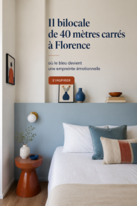 Appartement décoré avec des tons bleus à Florence, créant une ambiance chaleureuse.