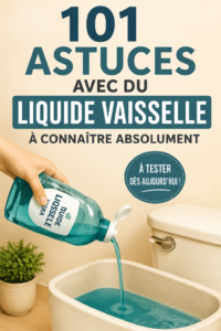 Bouteille de liquide vaisselle et éponge sur un plan de travail