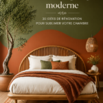 Chambre moderne avec une décoration organique et chaleureuse.