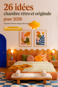 Une chambre au style rétro avec des éléments vintage colorés et accueillants