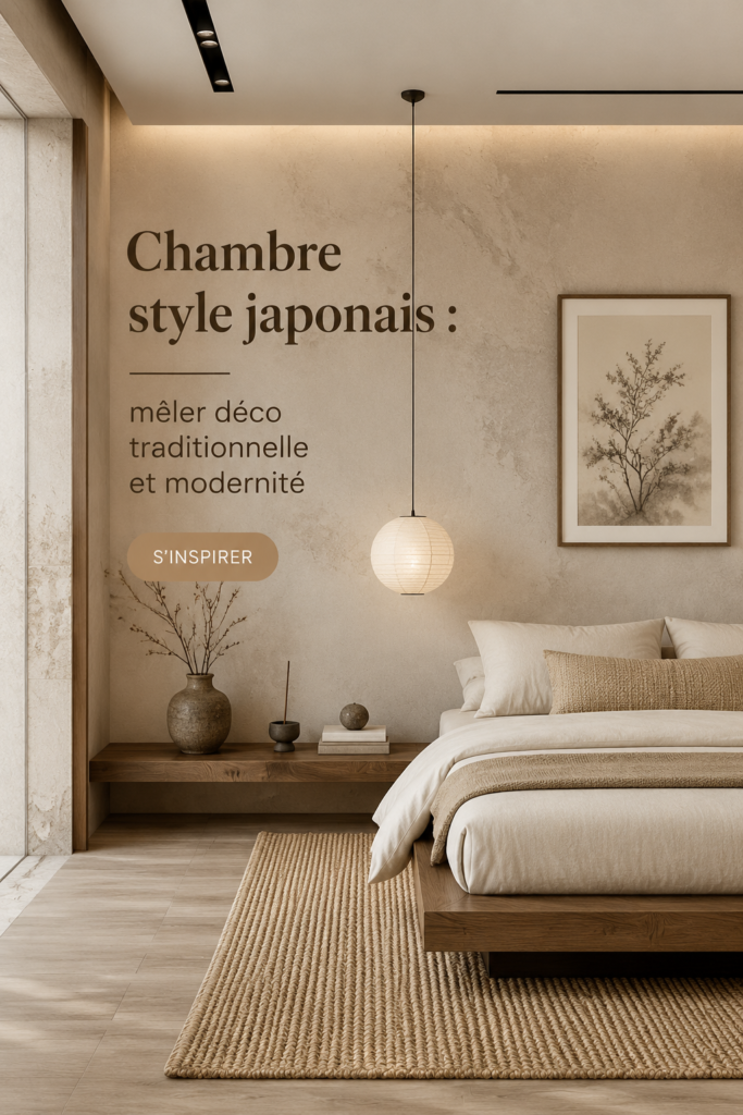 Chambre inspirée du style japonais avec des éléments modernes