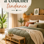 Chambre à coucher moderne avec une décoration tendance et accueillante.