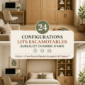 Chambre d'amis élégante avec lit escamotable et bureau intégré