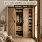 Chambre sous les combles avec plafond bas et décoration cosy