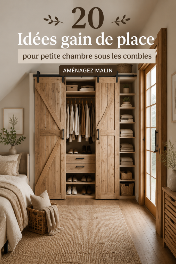 Chambre sous les combles avec plafond bas et décoration cosy