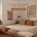 Chambre cottagecore minimaliste avec des éléments rustiques et une ambiance apaisante.