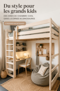 Une chambre d'enfant moderne avec une décoration élégante et sans thèmes clichés.