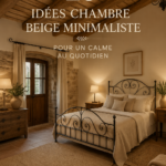 Chambre minimaliste avec des teintes beiges pour une ambiance apaisante.