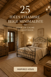Chambre minimaliste avec des teintes beiges pour une ambiance apaisante.