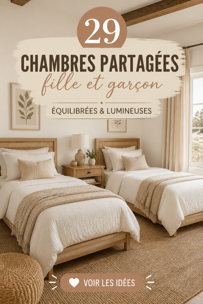 Chambre partagée accueillante et équilibrée entre garçon et fille