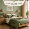 Une chambre décorée dans des tons de vert doux, créant une ambiance apaisante avec des plantes.