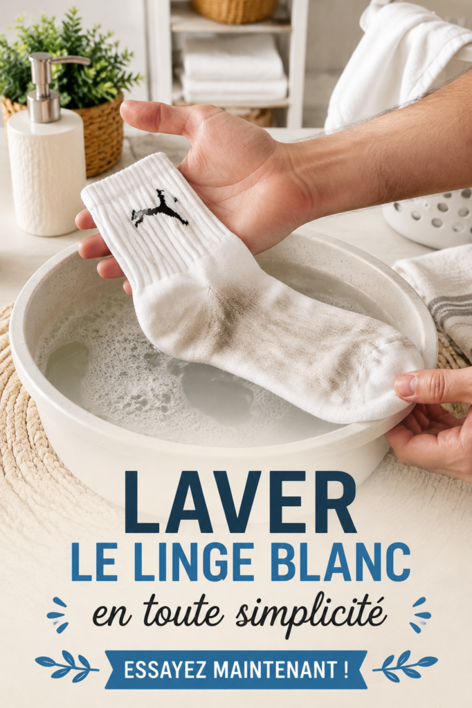 Vêtements blancs en train d'être lavés, montrant leur éclat